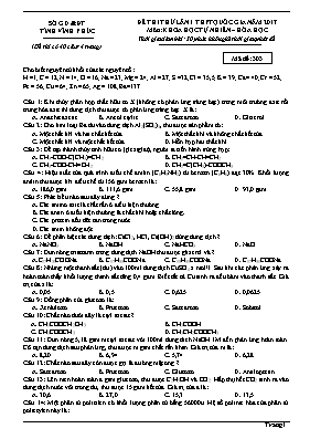 Đề thi thử lần 1 thpt quốc gia năm 2017 môn khoa học tự nhiên Hóa Học - Mã đề 303